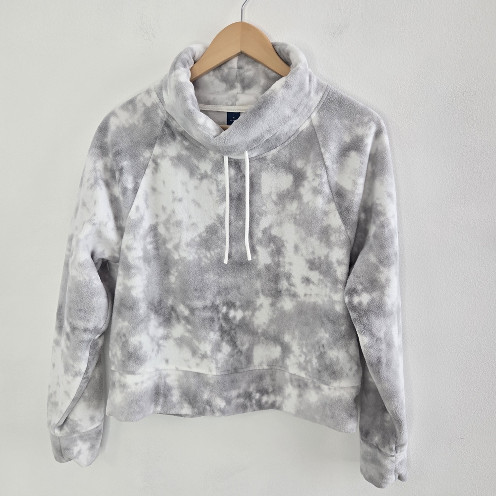 Cozy Gray Tie-Dye Women's Cowl Neck Sweatshirt Size Medium